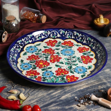 Largan Rishtan ceramics "Flowers", 37 cm, blue-3