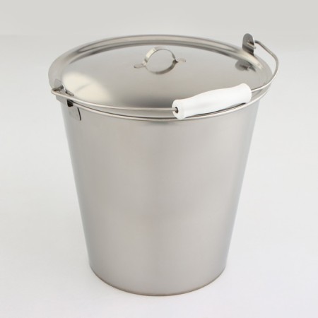 A bucket with a lid, 10 l, d = 26 cm, stainless steel