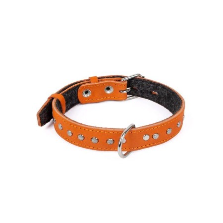 Leather collar with a lining decorated "Zononic", Osh 25-52 x 2.5 cm, mix of flowers-4