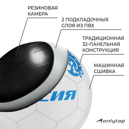 Ball football onlytop "Russia", PVC, machine stitches, 32 panels, p. 5-2