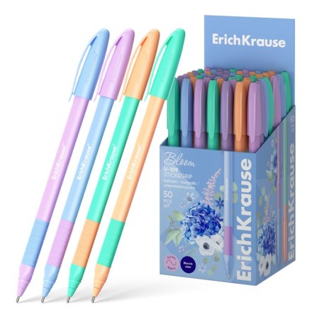 Ballic handle, Erichkrause, U-109 Stick & Grip "Pastel Bloom" needle knot 1.0 mm, blue, rubber holder, mix