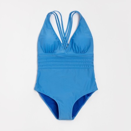 Women's swimsuit of a mobile with an open back minku color blue, size 44-4