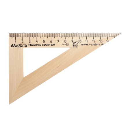 Drawing wooden set 6 objects: ruler 15 cm, 20 cm, 25 cm, 30 cm; Ugulniki 30 x 16 cm, 45 x 16 cm, /Red Star Mozhga /-7