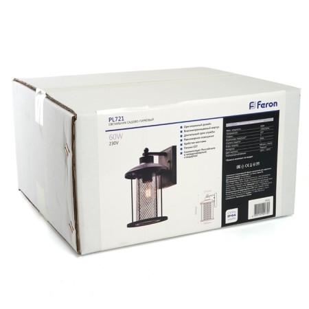 Sadovo-park lamp Feron PL721, IP44, E27, 60 W, 250x180x300 mm, black color-6