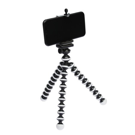 Luazon-Treasel tripod is desktop, for phone, flexible legs, height 22 cm, black and white-1