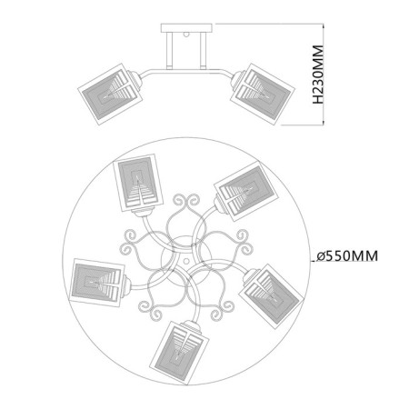 Ceiling light ESCADA, 1105/5PL. 5x40W, E27, 500x500x230 mm, chromium color-4