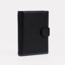 Male purse on the button for auto documents and passports, black color