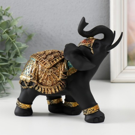 Polystone souvenir "Black Elephant in the Golden Rich Popon" MIX 14x8.5x17 cm-4