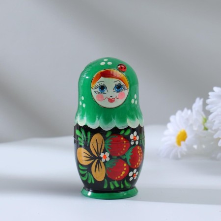 Matryoshka "God's cow", green dress, 5 puppet, 10-12 cm-16