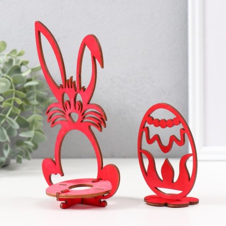 Easter decor "eggs" 6.5x4.7x9.3 cm; 9.3x6.5x17 cm (set of 5 parts) red-3