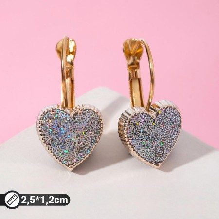 Earrings Assorted "hearts" sparkles, color silver in gold
