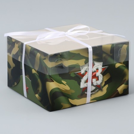 Capcake box, confectionery packaging, 4 cells, “for my man”, February 23, 16 x 16 x 10 cm-1