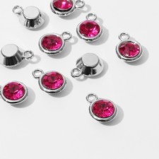Circle-suspension “Circle” 1.6 × 1.2 × 0.8 cm, (set 10 pcs.), Raspberry color in silver