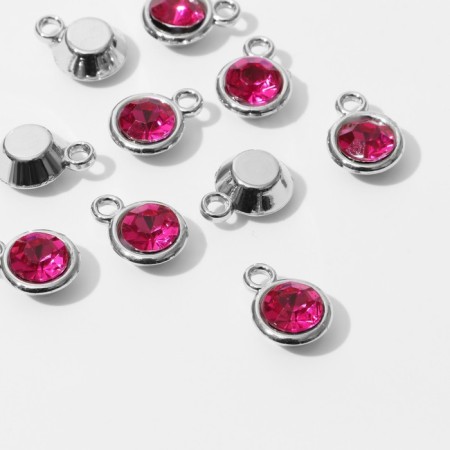 Circle-suspension “Circle” 1.6 × 1.2 × 0.8 cm, (set 10 pcs.), Raspberry color in silver