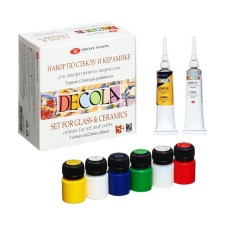 Set of colors on glass and ceramics decola: 5 colors x 20 ml, 2 contour x 18 ml, diluent, 4041176