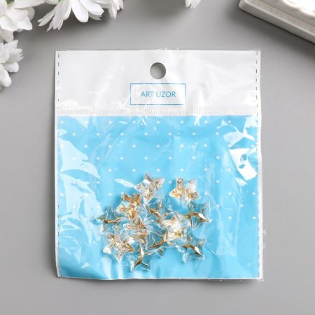 Buttons plastic for creativity "Golden Star" set 12 pcs 1.5x1.5 cm-3