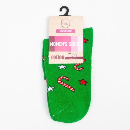 Women's socks "Caramel" color green, size 23-25-4