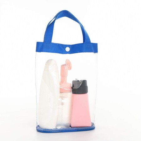 Cosmetic bag on the button, the color is blue/transparent-4