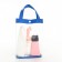 Cosmetic bag on the button, the color is blue/transparent