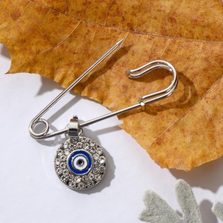 Medallion pins "medallion" of the eye, 3 cm, white-blue color in silver-2