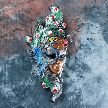 Venetian mask "Peacock" Tsvetnoy, 35cm-3