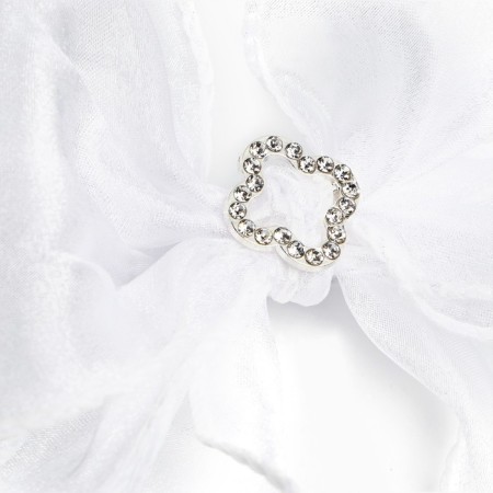 Outlet. Hair bow on elastic band, white, 6x25 cm, princesses-5