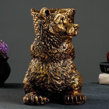 Star for umbrellas "Bear with a basket" 30x23x30cm, bronze-1