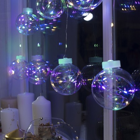 Garland "fringe" 2.5 × 0.7 m dews with nozzles "balls", ip20, silver thread, 150 LED, glow of multi, 12 V-3