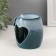 Aroma lamp ceramics "Heart with leaves" White-blue 8.5x7.5x9 cm