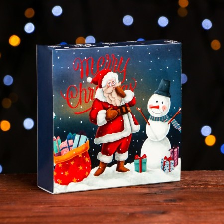 Folding box under 9 sweets, “Christmas tree, Gori!”, 13.7 x 13.7 x 3.5 cm-1