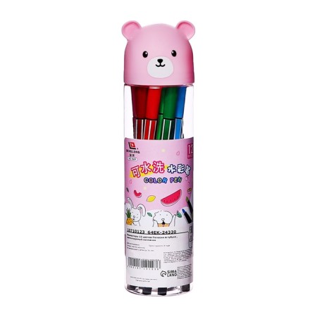 Flomasters 12 colors in a tube bear pink, ventilated cap-5