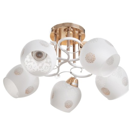 Olivia chandelier 5x60W E27 gold, white 52x52x28cm