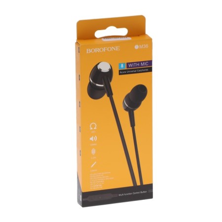 Headphones Borofone BM36 Acura, vacuum, microphone, jack 3.5 mm, cable 1.2 m, black-4