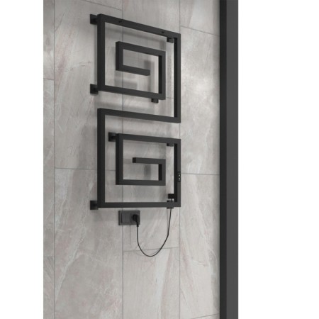 Electric towel Indigo Lira, 1000x600 mm, timer, hidden installation, black-2