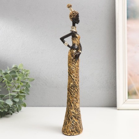 Souvenir Polystone "African in a golden dress" 31.5x8x5.5 cm-1