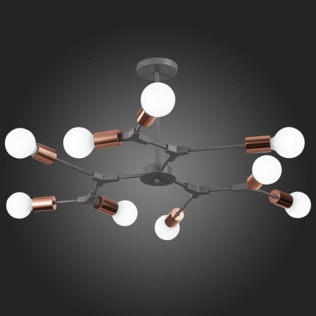 Ceiling EVOLUCE lamp. Sle106403-09. Palare. 9x60 watts, E27, 89x89x35.5 cm, gray color, pink gold-2