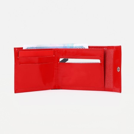 Women's wallet on the button, red color-3