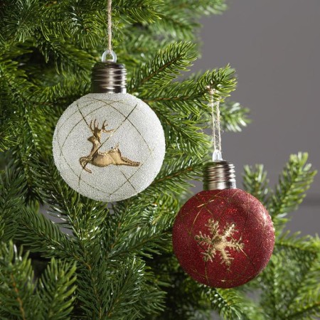 A set of Christmas tree balls "Golden threads" 2 pcs., Battery, 1 LED, glow warm white-1