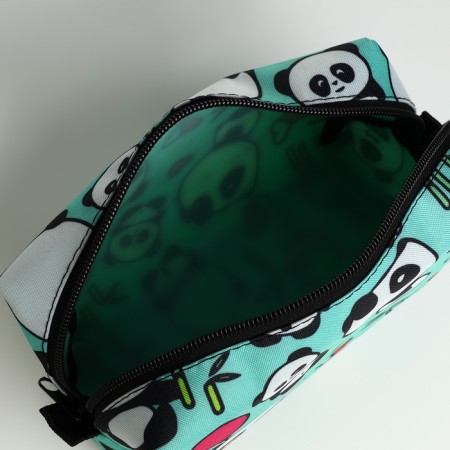 Cosmetic bag with zipper, turquoise color-2