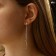 Hanging earrings with the rhinestones "celebrity" threads with beads, white color in silver, 12.5 cm