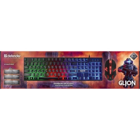 The keyboard set and the mouse Defender Glion C-123, membranes, 1600dpi, USB, black backlight-4