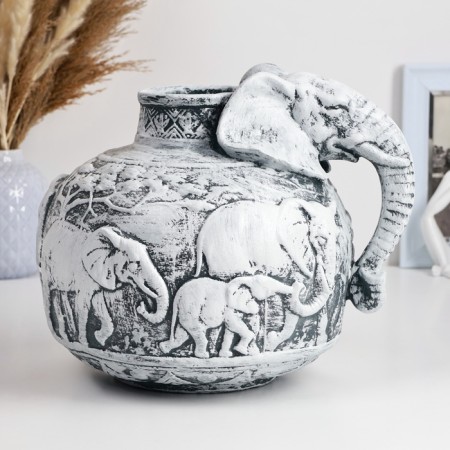 Kashpo - VAZ "African Elephants" 22x26x22cm, Antik-2