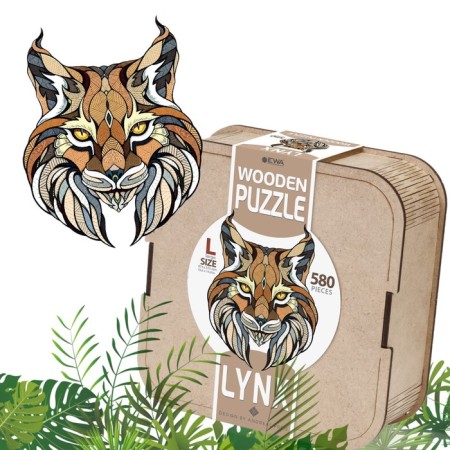 Wooden, figured puzzle Ewa "Lynx", 47x38 cm-1