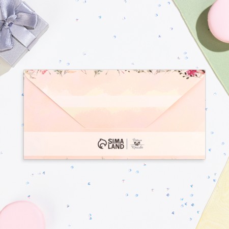 Money envelope "Happy Wedding Day!" field flowers, 16x8 cm-2