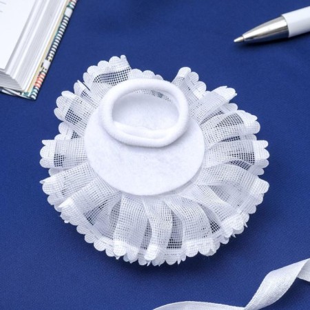 Hair elastic band Bant "Schoolgirl" Pearl Flower, D-8 cm, white-1