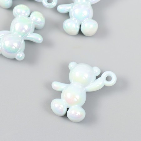 Decor for creativity Plastic "mother-of-pearl bear with loop" of pale blue 3x1.4x3.1 cm-1