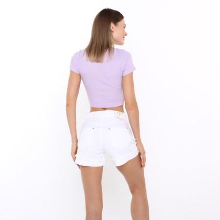 Women's T -shirt shortened, lavender color, size 42 (s)-3