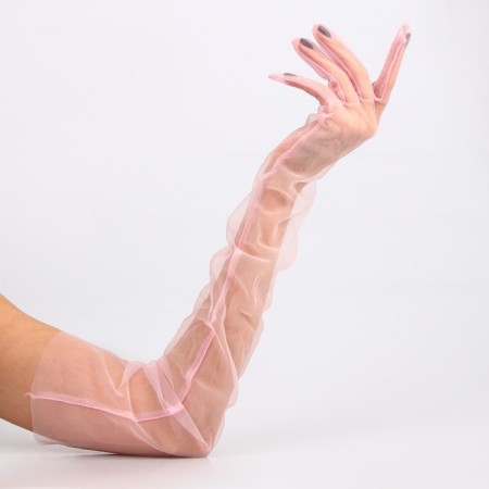 Carnival accessory- transparent gloves, pink color-2