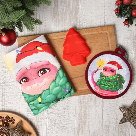 Set of Gift Ethel "Winter Winter": a towel 40x70 cm., Baking form, grabbing