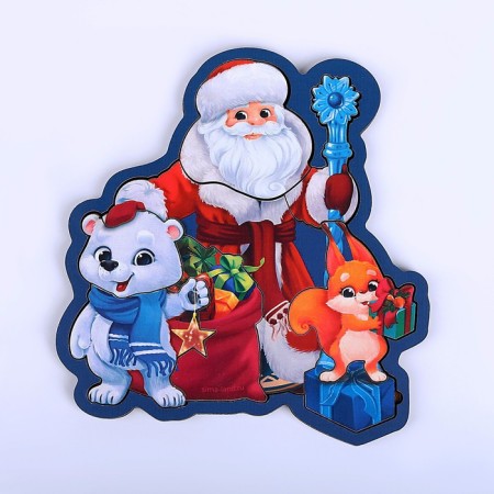 New Year's puzzle "New Year! Grandfather Frost and animals "-2